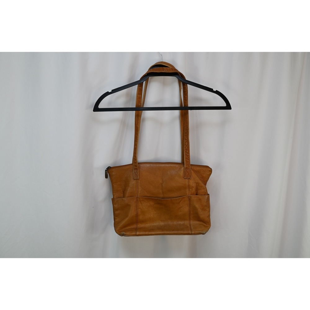 Wilsons Leather Adventure Bound Tan Leather Tote Bag Shoulder Purse Pocketed